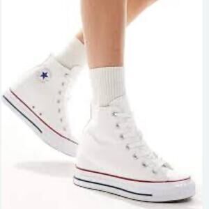 NEW CONVERSE CHUCK TAYLOR ALL STAR WHITE WEDGE PLATFORM HIGH TOPS SNEAKERS 7.5
